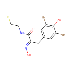 O=C(NCCS)/C(Cc1cc(Br)c(O)c(Br)c1)=N/O ZINC000044091397