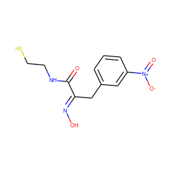 O=C(NCCS)/C(Cc1cccc([N+](=O)[O-])c1)=N/O ZINC000044091360