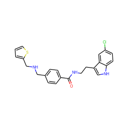 O=C(NCCc1c[nH]c2ccc(Cl)cc12)c1ccc(CNCc2cccs2)cc1 ZINC000205329158