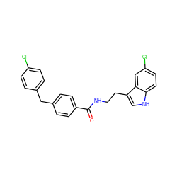 O=C(NCCc1c[nH]c2ccc(Cl)cc12)c1ccc(Cc2ccc(Cl)cc2)cc1 ZINC000216052663