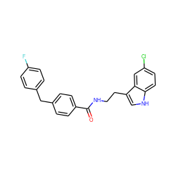 O=C(NCCc1c[nH]c2ccc(Cl)cc12)c1ccc(Cc2ccc(F)cc2)cc1 ZINC000216053379