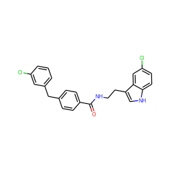 O=C(NCCc1c[nH]c2ccc(Cl)cc12)c1ccc(Cc2cccc(Cl)c2)cc1 ZINC000095580501