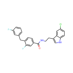 O=C(NCCc1c[nH]c2ccc(Cl)cc12)c1ccc(Cc2cccc(F)c2)c(F)c1 ZINC000205313440