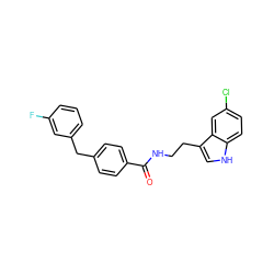 O=C(NCCc1c[nH]c2ccc(Cl)cc12)c1ccc(Cc2cccc(F)c2)cc1 ZINC000095580534