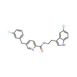 O=C(NCCc1c[nH]c2ccc(Cl)cc12)c1ccc(Cc2cccc(F)c2)cn1 ZINC000205327818