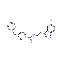 O=C(NCCc1c[nH]c2ccc(Cl)cc12)c1ccc(Cc2ccccc2)cc1 ZINC000205324341