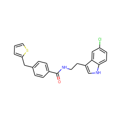 O=C(NCCc1c[nH]c2ccc(Cl)cc12)c1ccc(Cc2cccs2)cc1 ZINC000205316545