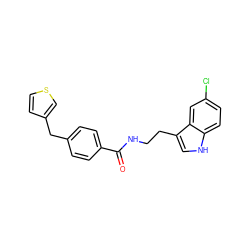 O=C(NCCc1c[nH]c2ccc(Cl)cc12)c1ccc(Cc2ccsc2)cc1 ZINC000169286437