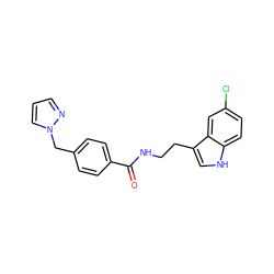 O=C(NCCc1c[nH]c2ccc(Cl)cc12)c1ccc(Cn2cccn2)cc1 ZINC000205326685