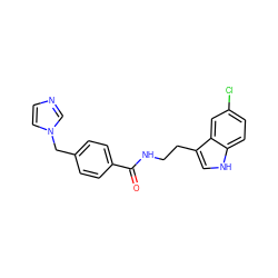 O=C(NCCc1c[nH]c2ccc(Cl)cc12)c1ccc(Cn2ccnc2)cc1 ZINC000205312746