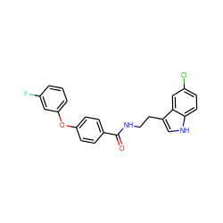 O=C(NCCc1c[nH]c2ccc(Cl)cc12)c1ccc(Oc2cccc(F)c2)cc1 ZINC000205311261