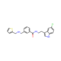 O=C(NCCc1c[nH]c2ccc(Cl)cc12)c1cccc(CNCc2cccs2)c1 ZINC000205310363