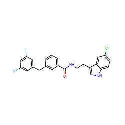 O=C(NCCc1c[nH]c2ccc(Cl)cc12)c1cccc(Cc2cc(F)cc(F)c2)c1 ZINC000216053444