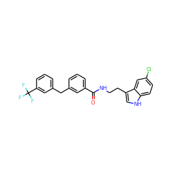 O=C(NCCc1c[nH]c2ccc(Cl)cc12)c1cccc(Cc2cccc(C(F)(F)F)c2)c1 ZINC000216052591