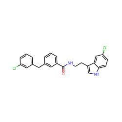 O=C(NCCc1c[nH]c2ccc(Cl)cc12)c1cccc(Cc2cccc(Cl)c2)c1 ZINC000216052941