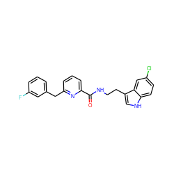 O=C(NCCc1c[nH]c2ccc(Cl)cc12)c1cccc(Cc2cccc(F)c2)n1 ZINC000205324465