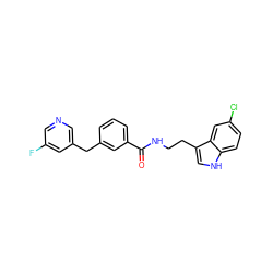 O=C(NCCc1c[nH]c2ccc(Cl)cc12)c1cccc(Cc2cncc(F)c2)c1 ZINC000095577783