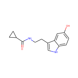 O=C(NCCc1c[nH]c2ccc(O)cc12)C1CC1 ZINC000145267569