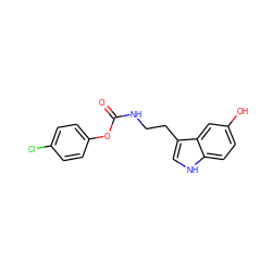 O=C(NCCc1c[nH]c2ccc(O)cc12)Oc1ccc(Cl)cc1 ZINC000014979784