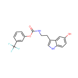 O=C(NCCc1c[nH]c2ccc(O)cc12)Oc1cccc(C(F)(F)F)c1 ZINC000014979775