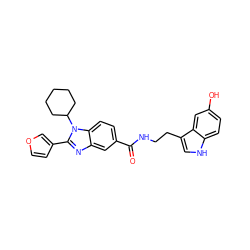 O=C(NCCc1c[nH]c2ccc(O)cc12)c1ccc2c(c1)nc(-c1ccoc1)n2C1CCCCC1 ZINC000003955597