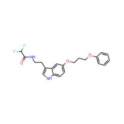 O=C(NCCc1c[nH]c2ccc(OCCCOc3ccccc3)cc12)C(F)F ZINC000653799449