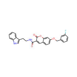 O=C(NCCc1c[nH]c2ccccc12)c1cc2ccc(OCc3cccc(F)c3)cc2oc1=O ZINC001772600899