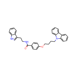 O=C(NCCc1c[nH]c2ccccc12)c1ccc(OCCCCn2c3ccccc3c3ccccc32)cc1 ZINC000095576205