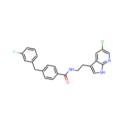 O=C(NCCc1c[nH]c2ncc(Cl)cc12)c1ccc(Cc2cccc(F)c2)cc1 ZINC000114795720