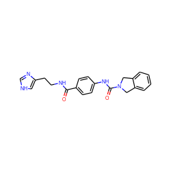 O=C(NCCc1c[nH]cn1)c1ccc(NC(=O)N2Cc3ccccc3C2)cc1 ZINC000167921233