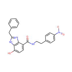 O=C(NCCc1ccc([N+](=O)[O-])cc1)c1ccc(O)c2[nH]c(Cc3ccccc3)nc12 ZINC000073314458