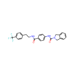 O=C(NCCc1ccc(C(F)(F)F)cc1)c1ccc(NC(=O)N2Cc3ccccc3C2)cc1 ZINC000167305104