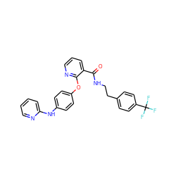 O=C(NCCc1ccc(C(F)(F)F)cc1)c1cccnc1Oc1ccc(Nc2ccccn2)cc1 ZINC000139480240