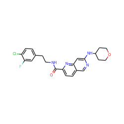 O=C(NCCc1ccc(Cl)c(F)c1)c1ccc2cnc(NC3CCOCC3)cc2n1 ZINC001772592409