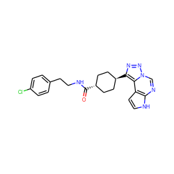 O=C(NCCc1ccc(Cl)cc1)[C@H]1CC[C@H](c2nnn3cnc4[nH]ccc4c23)CC1 ZINC001772631306