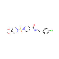 O=C(NCCc1ccc(Cl)cc1)C1CCN(S(=O)(=O)N2CCC3(CC2)OCCO3)CC1 ZINC000002953366