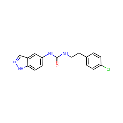 O=C(NCCc1ccc(Cl)cc1)Nc1ccc2[nH]ncc2c1 ZINC000084604282