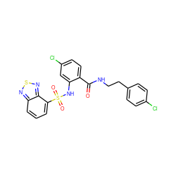 O=C(NCCc1ccc(Cl)cc1)c1ccc(Cl)cc1NS(=O)(=O)c1cccc2nsnc12 ZINC000045287178