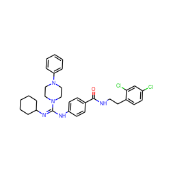 O=C(NCCc1ccc(Cl)cc1Cl)c1ccc(N/C(=N/C2CCCCC2)N2CCN(c3ccccc3)CC2)cc1 ZINC000028380064