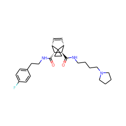 O=C(NCCc1ccc(F)cc1)[C@@H]1[C@@H]2C=C[C@H]([C@H]1C(=O)NCCCCN1CCCC1)C21CC1 ZINC000168563582