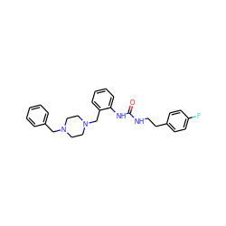 O=C(NCCc1ccc(F)cc1)Nc1ccccc1CN1CCN(Cc2ccccc2)CC1 ZINC000022925905