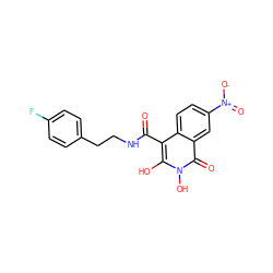 O=C(NCCc1ccc(F)cc1)c1c(O)n(O)c(=O)c2cc([N+](=O)[O-])ccc12 ZINC000169349210