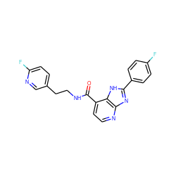 O=C(NCCc1ccc(F)nc1)c1ccnc2nc(-c3ccc(F)cc3)[nH]c12 ZINC000084670750