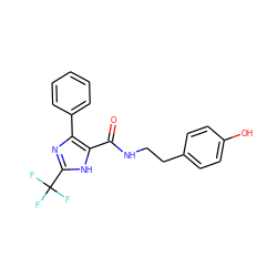 O=C(NCCc1ccc(O)cc1)c1[nH]c(C(F)(F)F)nc1-c1ccccc1 ZINC000095604830