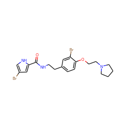 O=C(NCCc1ccc(OCCN2CCCC2)c(Br)c1)c1cc(Br)c[nH]1 ZINC000043078443