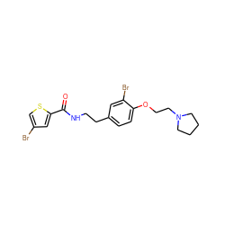 O=C(NCCc1ccc(OCCN2CCCC2)c(Br)c1)c1cc(Br)cs1 ZINC000043023898