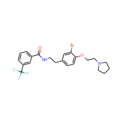 O=C(NCCc1ccc(OCCN2CCCC2)c(Br)c1)c1cccc(C(F)(F)F)c1 ZINC000043060509