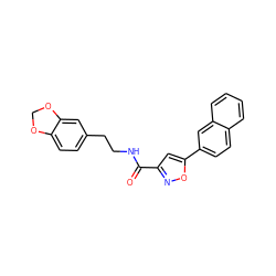 O=C(NCCc1ccc2c(c1)OCO2)c1cc(-c2ccc3ccccc3c2)on1 ZINC000072170947