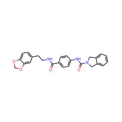 O=C(NCCc1ccc2c(c1)OCO2)c1ccc(NC(=O)N2Cc3ccccc3C2)cc1 ZINC000166841091