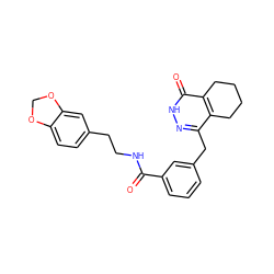 O=C(NCCc1ccc2c(c1)OCO2)c1cccc(Cc2n[nH]c(=O)c3c2CCCC3)c1 ZINC000169090266